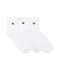 Womens adidas Originals Ruffle Quarter Socks 3-Pack - White