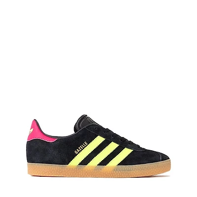 adidas Gazelle Athletic Shoe - Big Kid Core Black / Signal Green Shock Pink