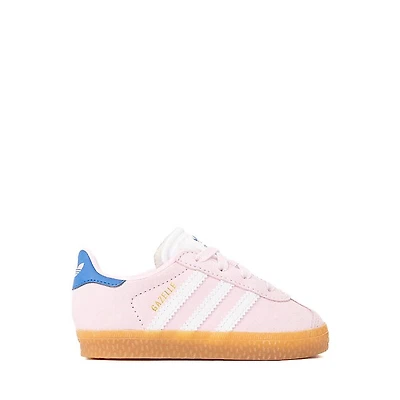 adidas Gazelle Comfort Closure Elastic Lace Athletic Shoe - Baby / Toddler Clear Pink Cloud White Bluebird
