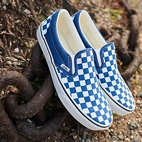Vans Slip-On Checkerboard Skate Shoe - True Blue