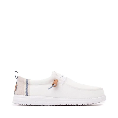 Mens HEYDUDE Wally Craft Linen Slip-On Casual Shoe - White