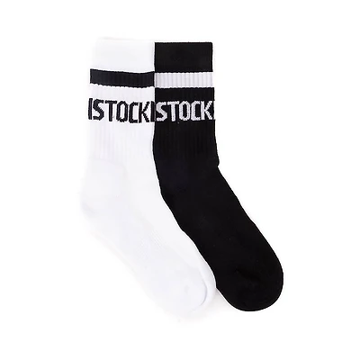 Womens Birkenstock Crew Socks 2 Pack - Black / White