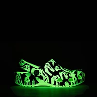 Crocs Classic Glow-In-The-Dark Dino Clog - Little Kid / Big Black Glow Green