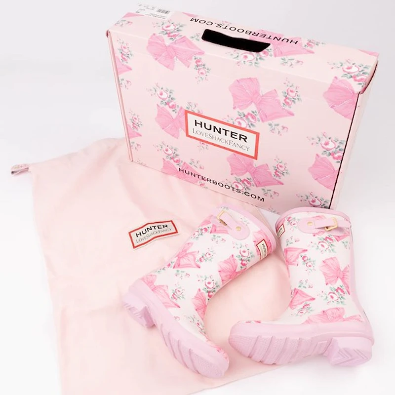 Hunter x LoveShackFancy Original Rain Boot - Little Kid / Big Kid - Rose Beaux / Mint Pink