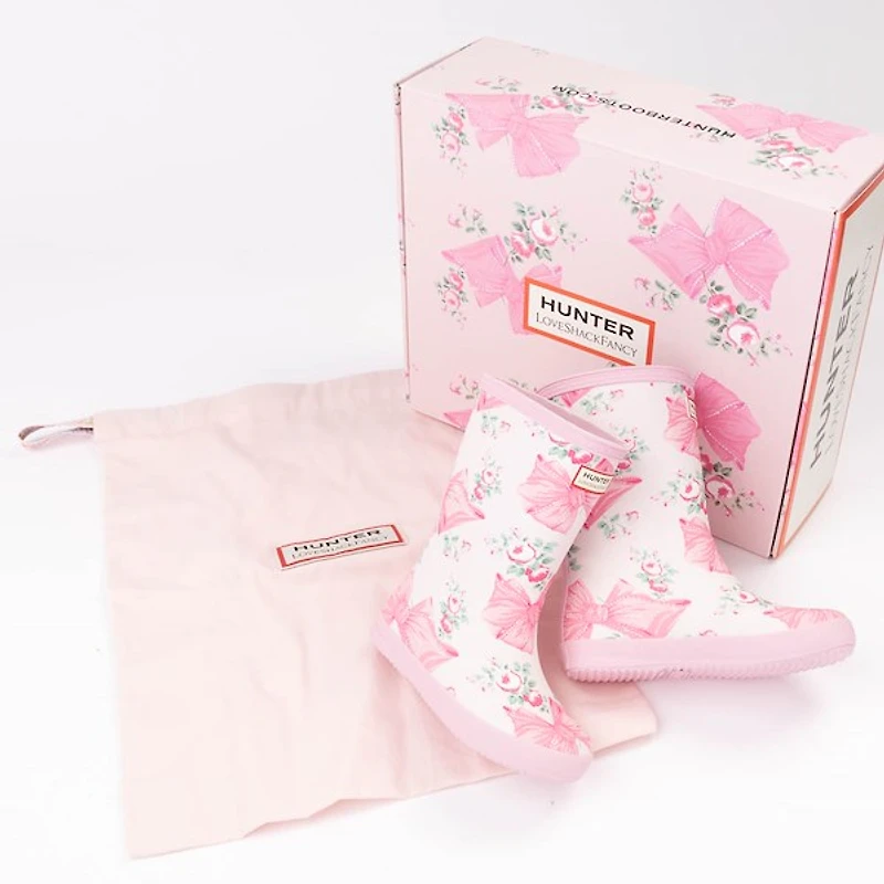 Hunter x LoveShackFancy First Classic Rain Boot - Toddler / Little Kid Rose Beaux Mint Pink