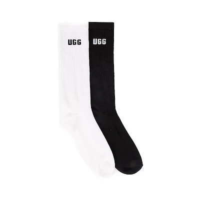 Mens UGG® Leander Logo Crew Socks 2 Pack - White / Black