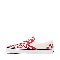 Vans Classic Slip-On Rhinestone Checkerboard Skate Shoe - Red / White