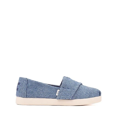 TOMS Alpargata Slip-On Casual Shoe - Little Kid / Big Dark Sky Subtle Stripes