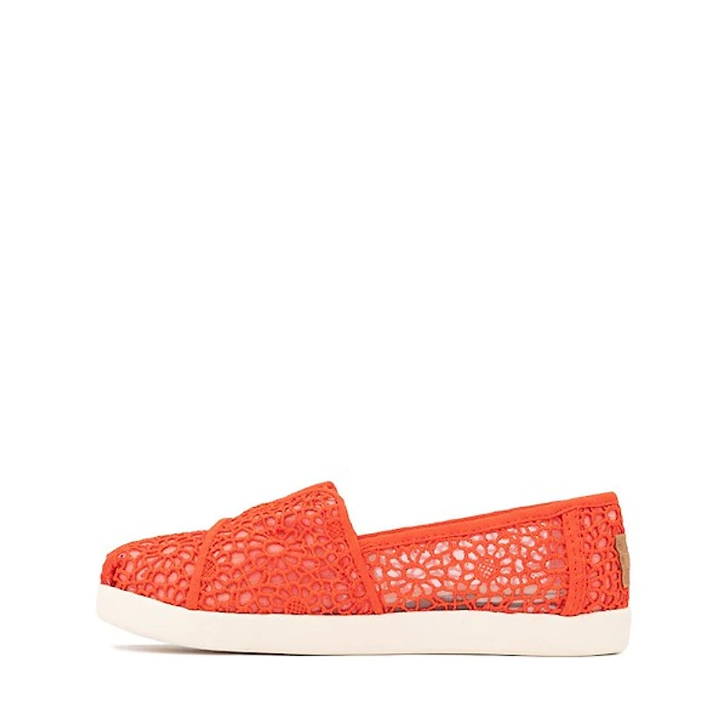 TOMS Alpargata Crochet Slip-On Casual Shoe - Little Kid / Big Flame