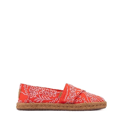 TOMS Alpargata Rope Slip-On Casual Shoe - Little Kid / Big Kid - Flame / Botanical