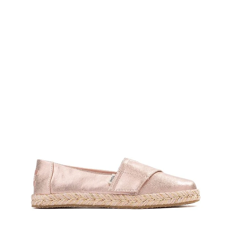 TOMS Alpargata Rope Slip-On Casual Shoe - Little Kid / Big Pale Rose Metallic
