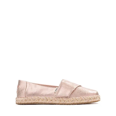 TOMS Alpargata Rope Slip-On Casual Shoe - Little Kid / Big Pale Rose Metallic