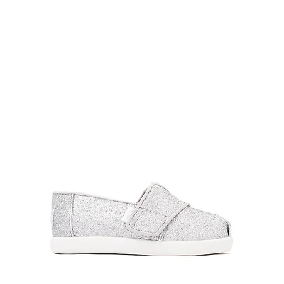 TOMS Alpargata Slip-On Casual Shoe - Baby / Toddler Little Kid Silver Iridescent Glimmer