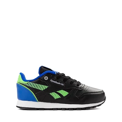 Reebok Classic Leather Step 'n' Flash Athletic Shoe - Little Kid Lime / Black Optimum Blue