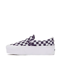 Vans Classic Slip-On Stackform Checkerboard Skate Shoe - Gothic Grape / Blue Mist