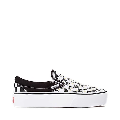 Vans Slip-On Platform Checkerboard Skate Shoe - Black / White