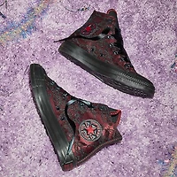 Converse Chuck Taylor All Star High-Top Dressed Up Lace Overlay Sneaker - Black / Park Red