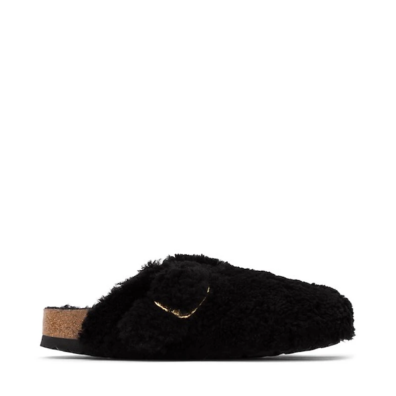 Womens Birkenstock Boston Big Buckle Shearling Clog - Black Gold
