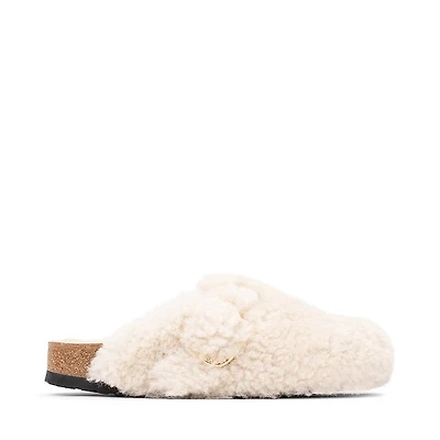 Womens Birkenstock Boston Big Buckle Shearling Clog - Eggshell