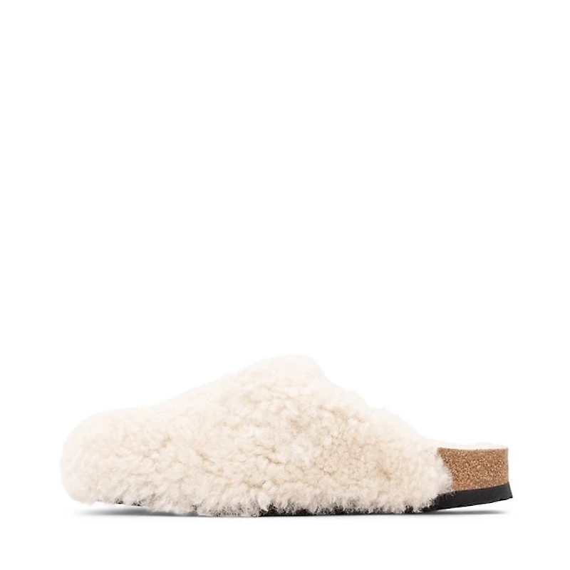 Womens Birkenstock Boston Big Buckle Shearling Clog - Eggshell