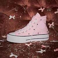 Womens Converse Chuck Taylor All Star Lift Dressed Up Bows & Studs High-Top Sneaker - Pink Frosting