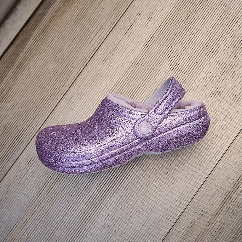 Crocs Classic Lined Chunky Glitter Clog - Little Kid / Big Purple Moon