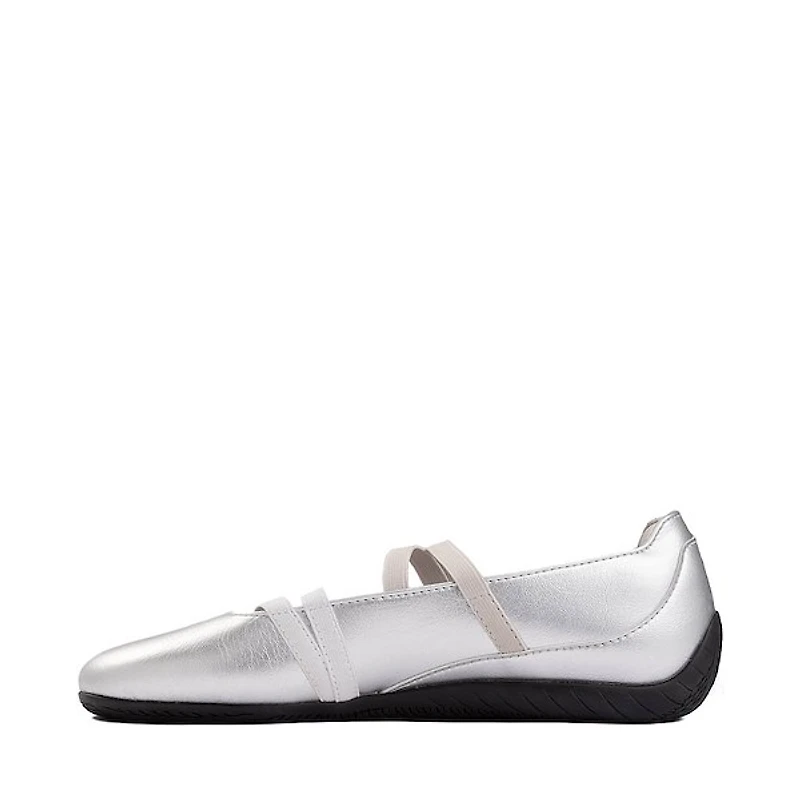 Womens PUMA Speedcat Ballet Metallic Sneaker - Silver / White