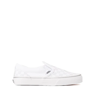 Vans Classic Slip-On Checkerboard Skate Shoe - Little Kid True White / Silver