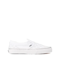 Vans Classic Slip-On Checkerboard Skate Shoe - Little Kid True White / Silver