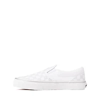 Vans Classic Slip-On Checkerboard Skate Shoe - Little Kid True White / Silver