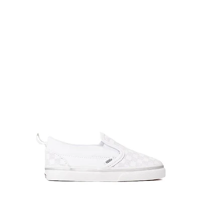 Vans Classic Slip-On V Checkerboard Skate Shoe - Baby / Toddler True White Silver