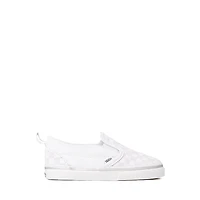 Vans Classic Slip-On V Checkerboard Skate Shoe - Baby / Toddler True White Silver