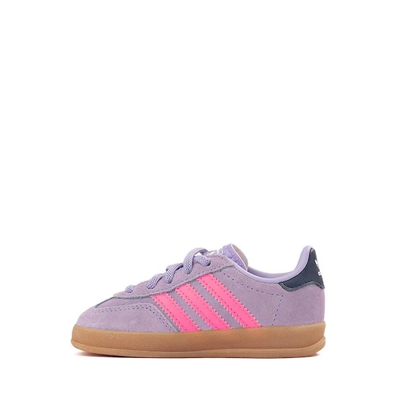 adidas Gazelle Indoor Comfort Closure Elastic Lace Athletic Shoe - Baby / Toddler Powder Plum Lucid Pink Gum