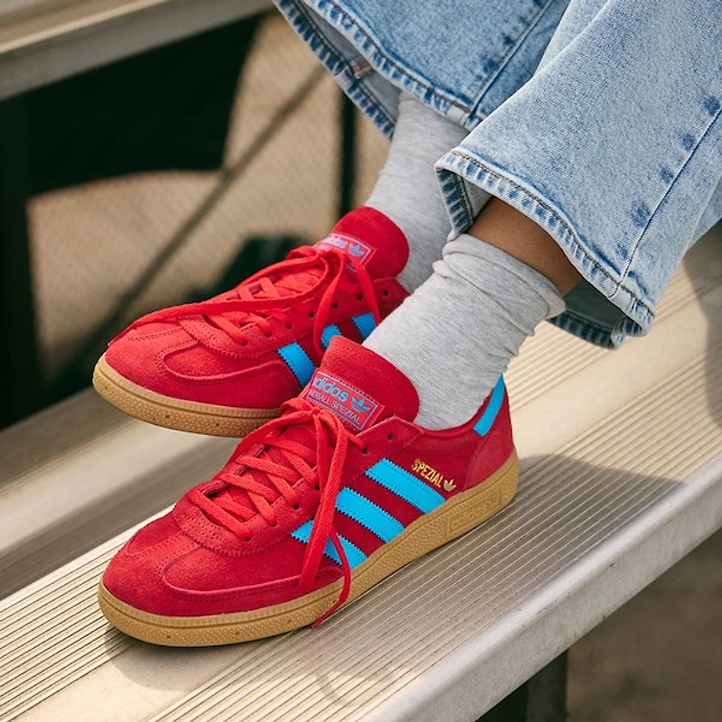 Womens adidas Handball Spezial Athletic Shoe - Better Scarlet / Lucid Aquamarine Gold Metallic