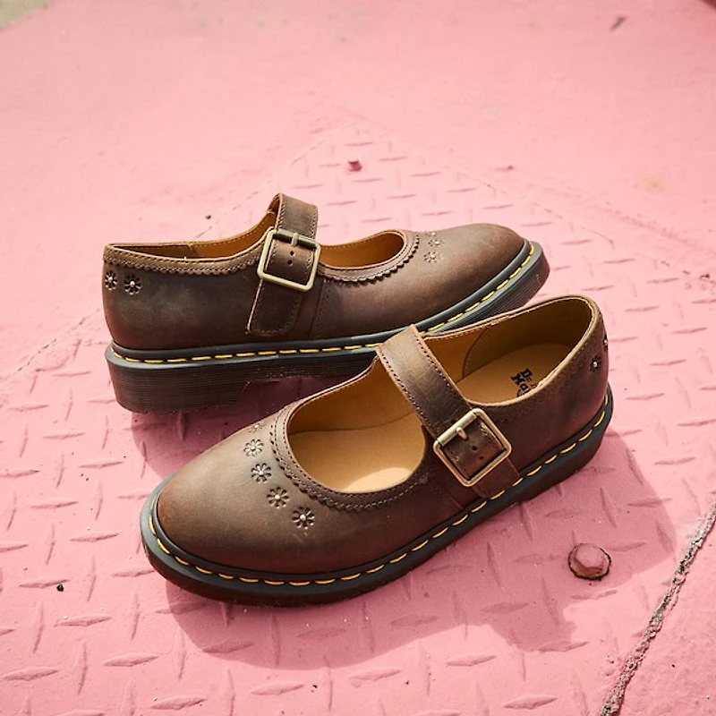 Womens Dr. Martens Flower Mary Jane - Dark Brown