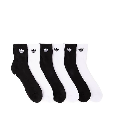 adidas Originals Trefoil 2.0 Quarter Socks 6 Pack - White / Black