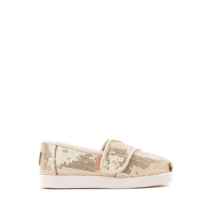 TOMS Alpargata Mini Sequin Slip-On Casual Shoe - Baby / Toddler Little Kid Champagne