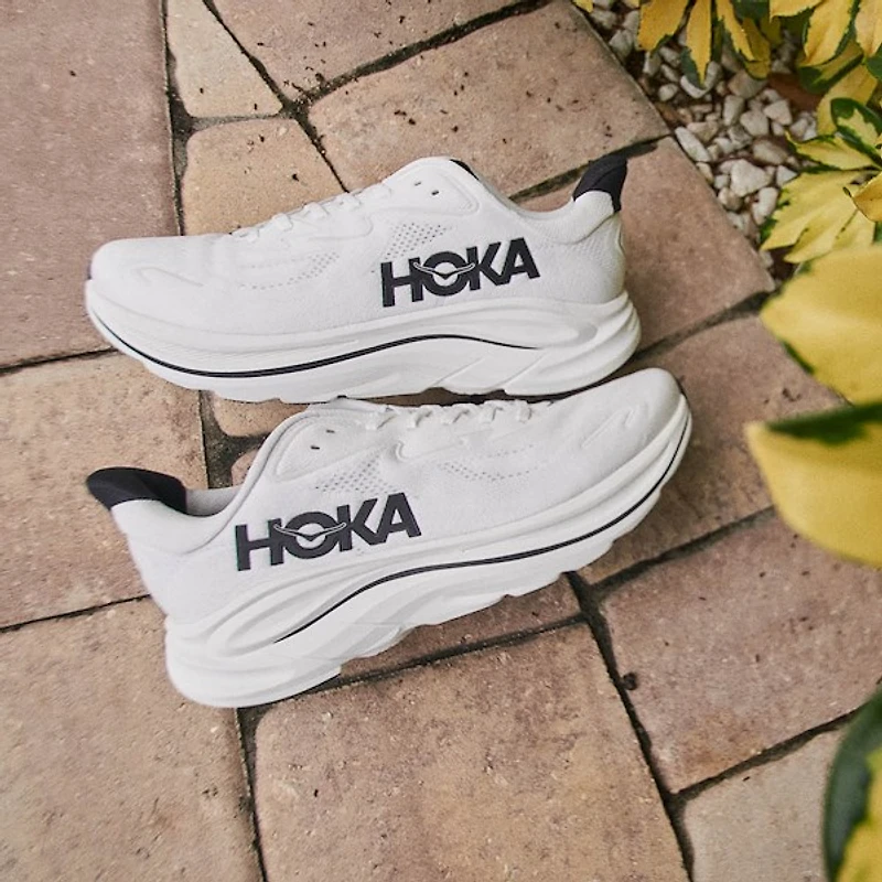 Mens HOKA Clifton 10 Athletic Shoe - White / Black