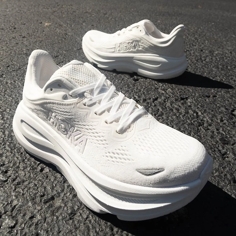 Womens HOKA Bondi 9 Running Shoe - White /