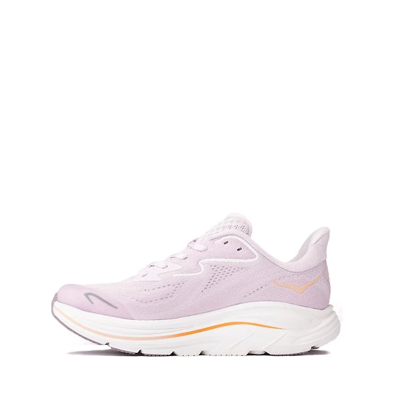 HOKA Clifton 10 Athletic Shoe - Big Kid Lilac Cream / Tangerine Glow