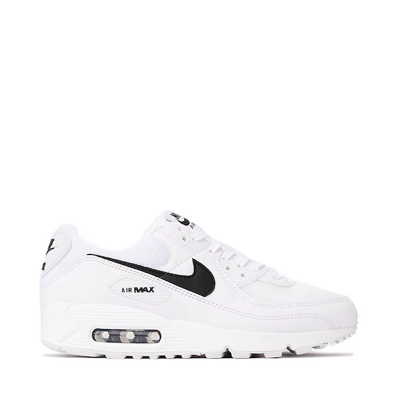 Womens Nike Air Max 90 Athletic Shoe - White / White / Black