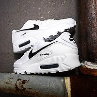Womens Nike Air Max 90 Athletic Shoe - White / White / Black