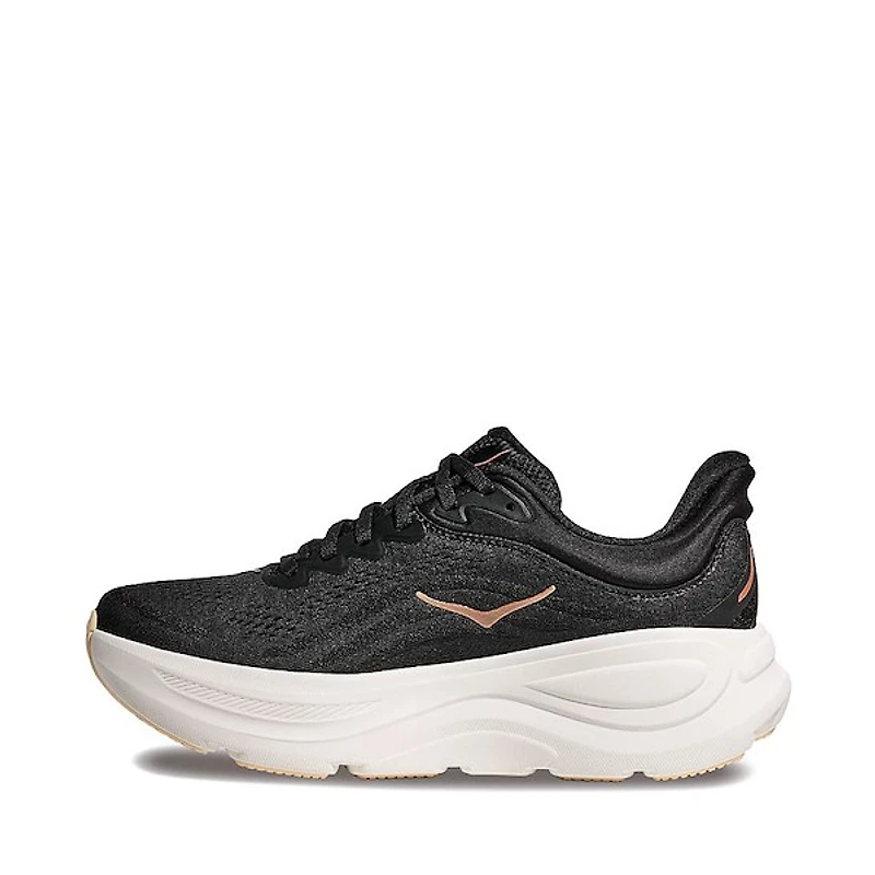 Womens HOKA Bondi 9 Running Shoe - Black / Rose Gold