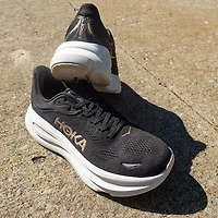 Womens HOKA Bondi 9 Running Shoe - Black / Rose Gold