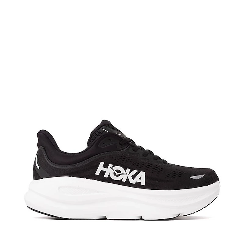 Mens HOKA Bondi 9 Running Shoe - Black / White
