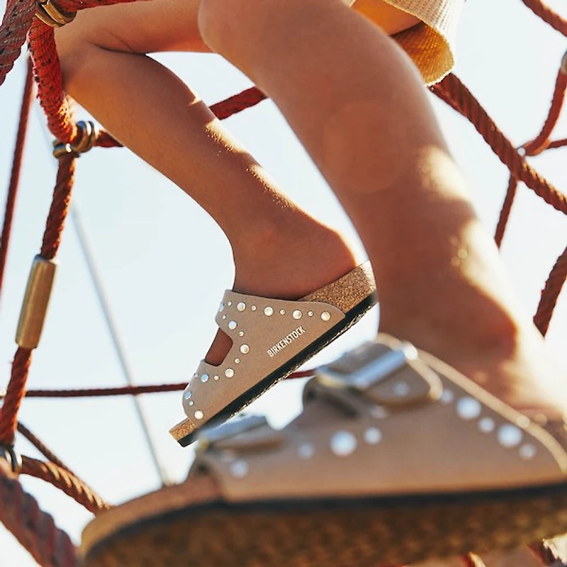 Birkenstock Arizona Rivets Slide Sandal - Little Kid / Big Kid - Gray Taupe