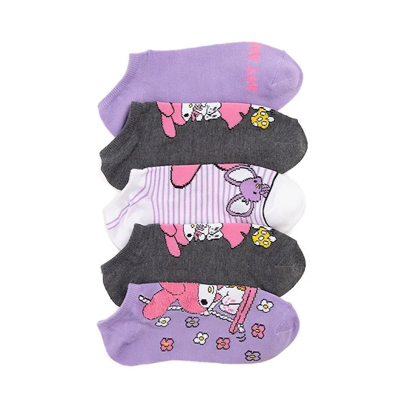 Womens Hello Kitty® My Melody Low-Cut Socks 5 Pack - Multicolor