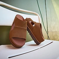 Womens UGG® Goldenstar Hi Cutout Slide - Dark Chestnut