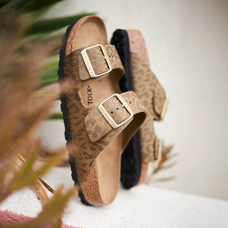 Womens Birkenstock Arizona Slide Sandal - Leo Grey Taupe