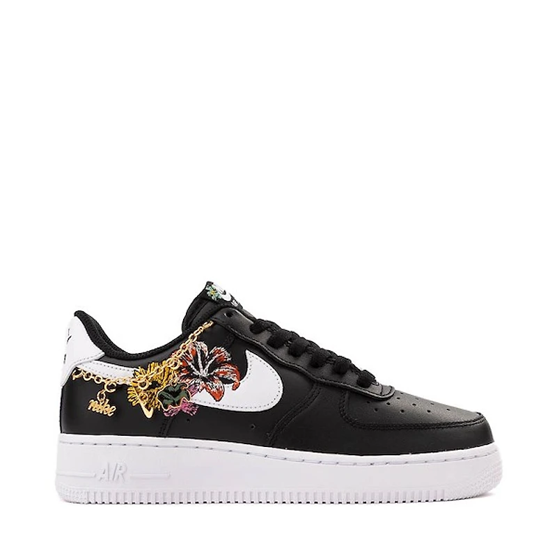 Womens Nike Air Force 1 '07 Premium Flowers Athletic Shoe - Black / Metallic Gold White
